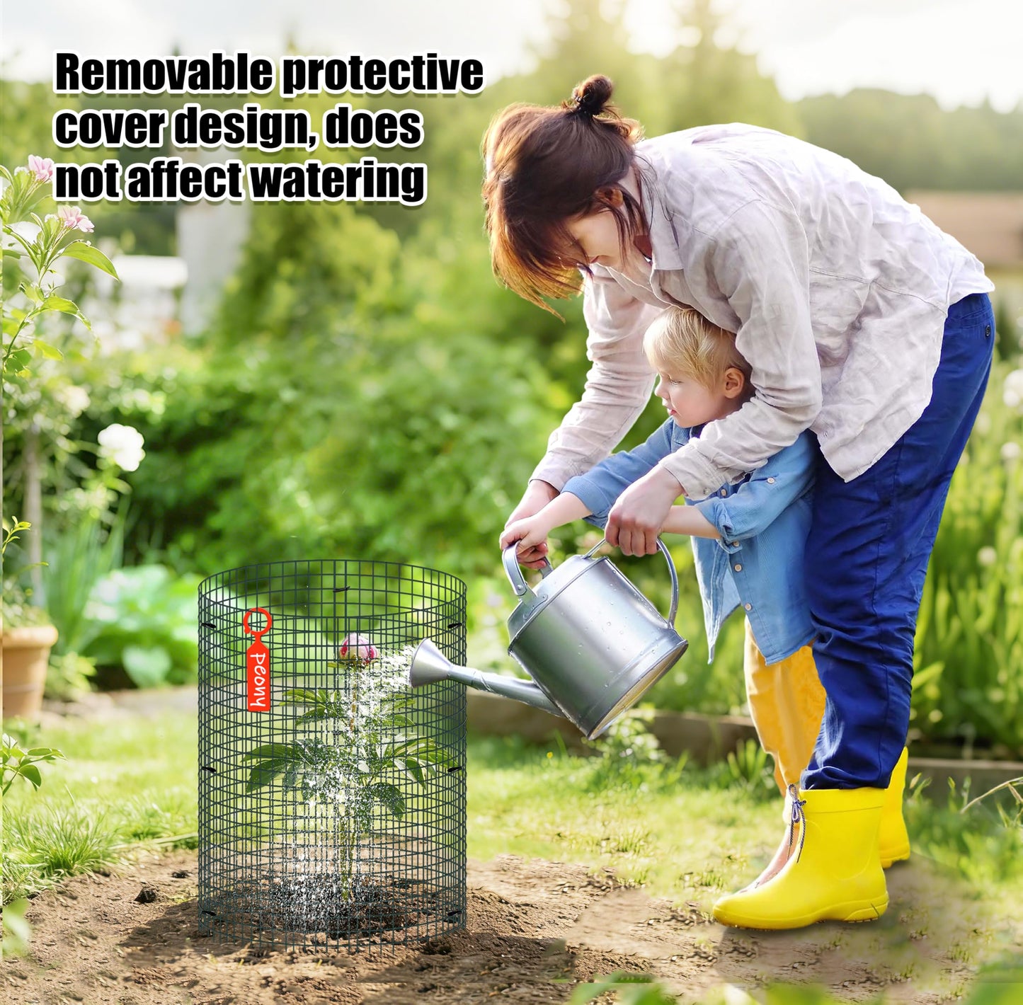 10 Pack Wire Plant Protector with Cover, 16"x12" Detachable Metal Plant Protectors Mesh, Garden Plant Protectors for Shrubs Flowers Vegetables to Keep Rabbit & Chicken Animals Out