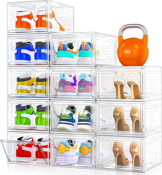 12 Pack Clear Shoe Storage Organizer