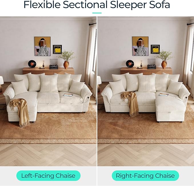 LINSY HOME 90.5'' Sectional Sleeper Sofa