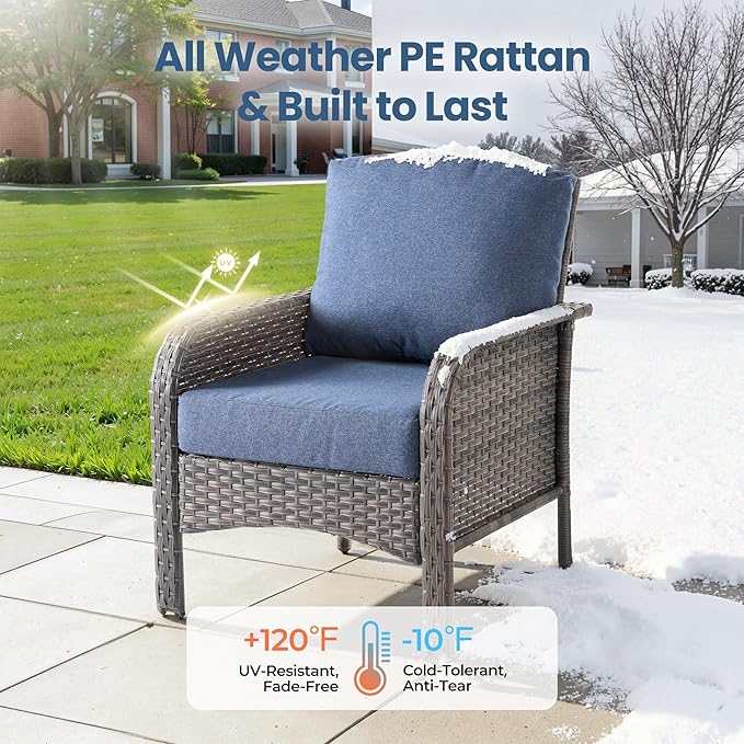 Weaxty Wicker Patio Furniture Set High Back Loveseat Sofa Couch Armchair Coffee