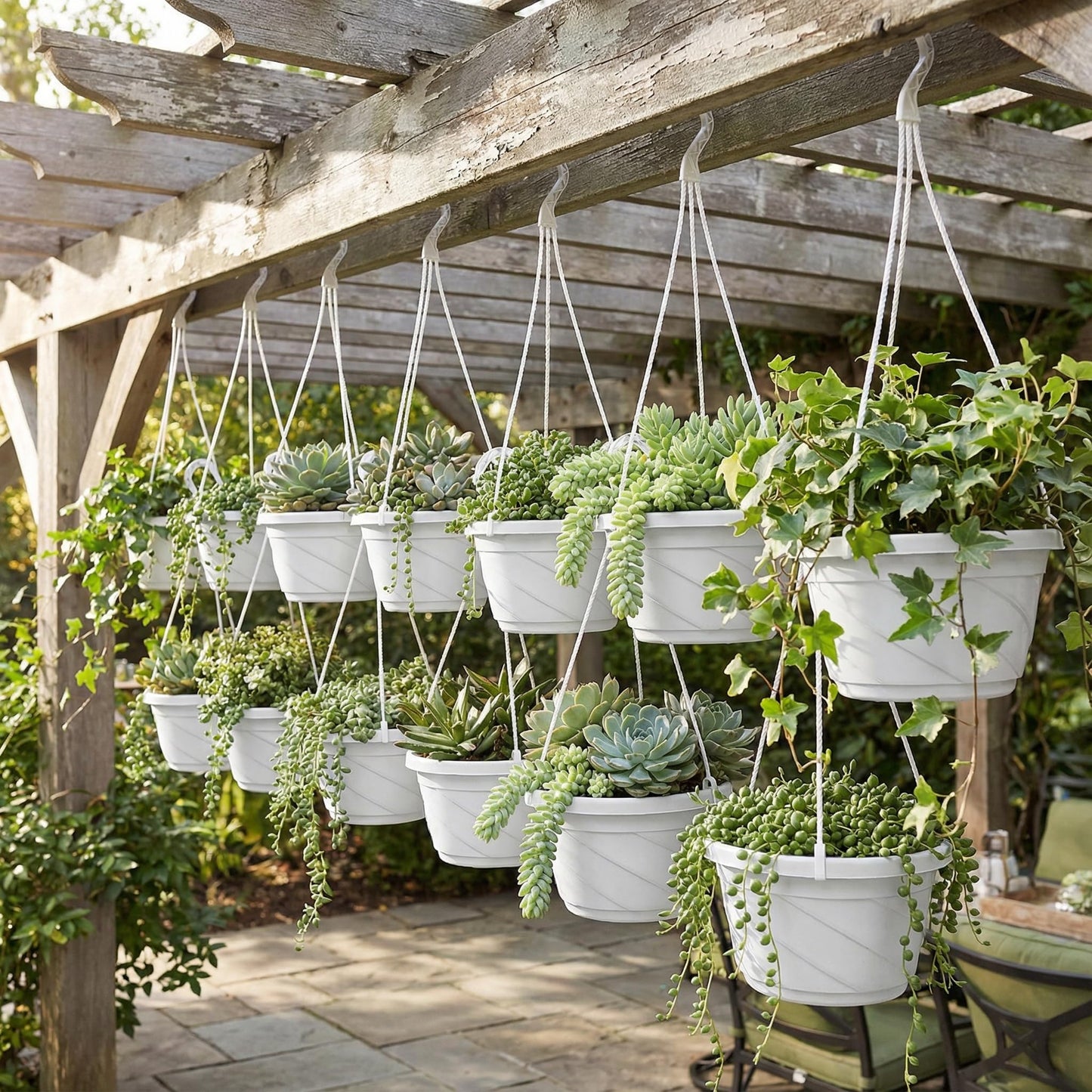 Toddmomy 10Pcs Plastic Hanging Planter with Hooks, Hanging Orchid Pot Flower Pots Baskets Nursery Planter Holder for Plants Outdoor Indoor Garden Balcony