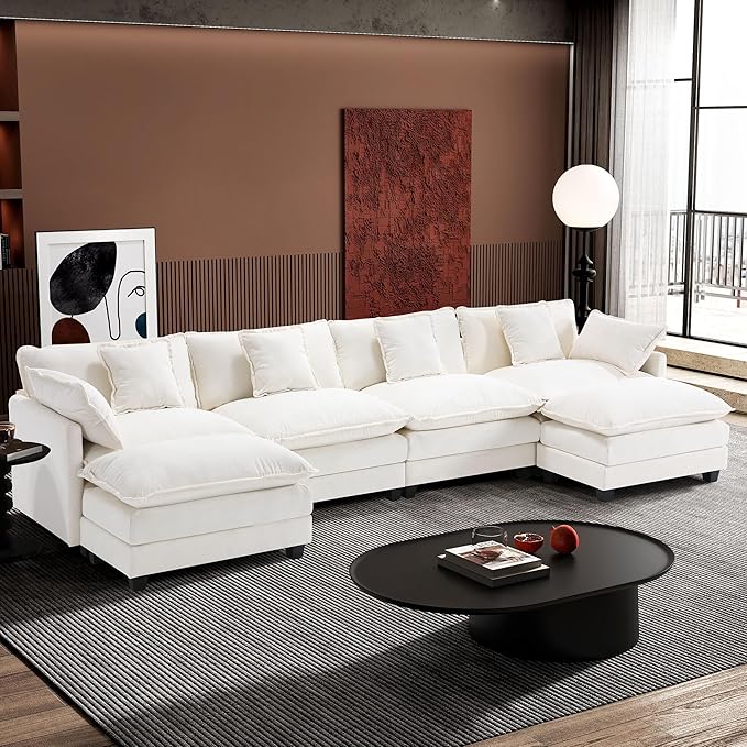 Ihanherry 146" U-Shaped Modern Sofa Modular Sectional Cloud Couch