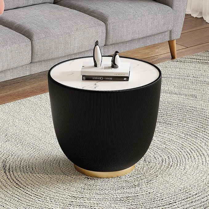 SSLine Bowl-Shape Small Coffee Table Modern Sintered Stone Top Coffee Table in