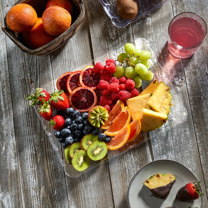 Plasticpro Plastic Serving Trays - Serving Platters Rectangle 9X13 Disposable Party Dish Includes 4 Trays