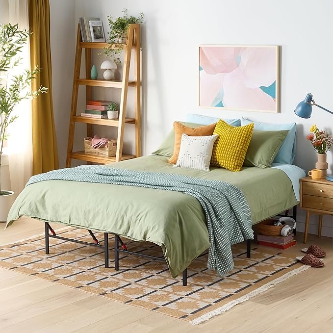 Amazon Basics Bed Frame with Storage, Foldable Metal Platform, Sturdy Steel