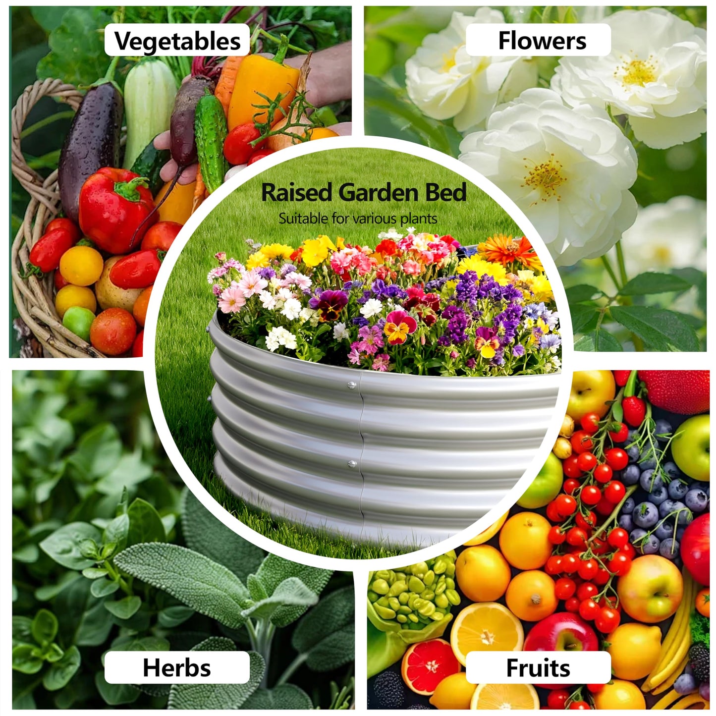 Yortrek Galvanized Raised Garden Bed Outdoor, 12x2x1ft(2Pack) Metal Heavy Duty Planter Boxes for Gardening, Easy Assemble Bottomless Small Oval Plant Container Kit for Vegetable, Flower, Fruit, Silver
