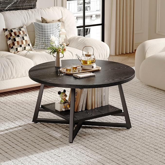 Coffee Table for Living Room, Round Coffee Table, Small Circle Coffee Table