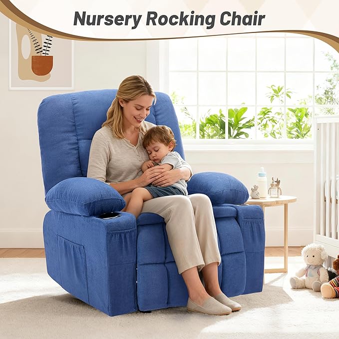Rocker Recliner Chair with Massage and Heat, Nursery Rocking Chairs