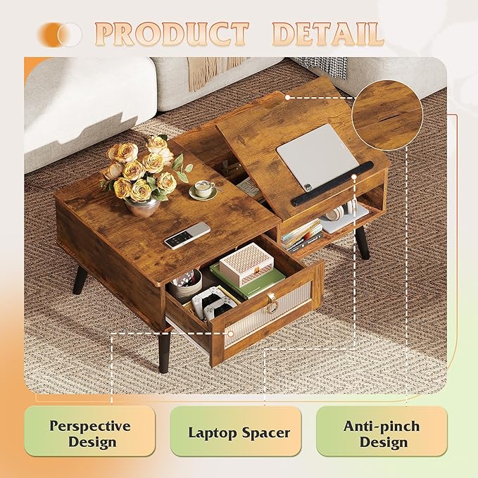 WLIVE Coffee Table, Lift Top Coffee Table