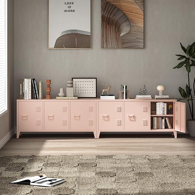 MIOCASA Metal Storage Cabinet, 3 Door TV Stand, Metal TV Cabinet