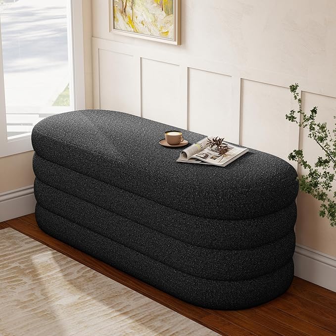 Busaurus Storage Ottoman Bench 49.2 Inch Upholstered Fabric Storage Bench