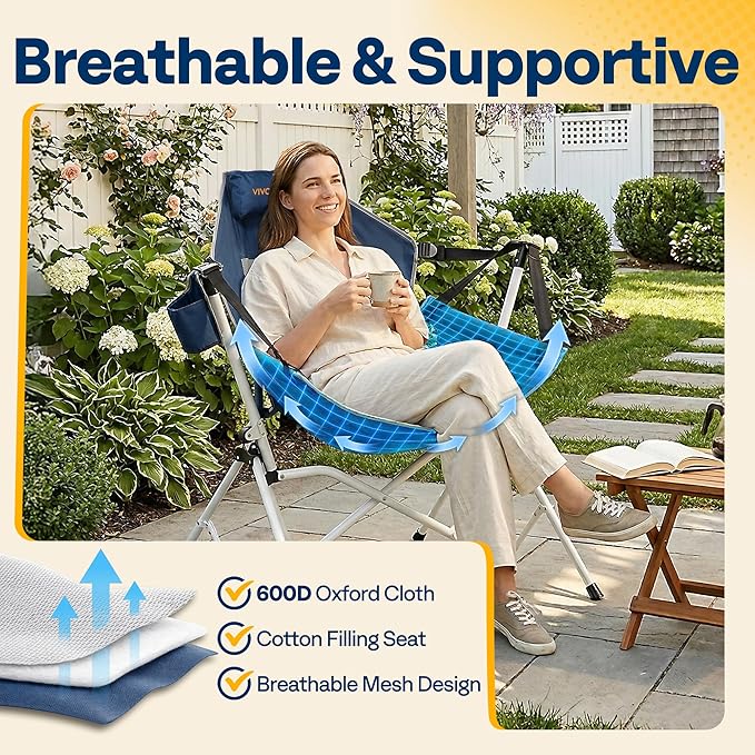 VIVOHOME Hammock Camping Chair, Portable Outdoor Swinging Rocking Chairs