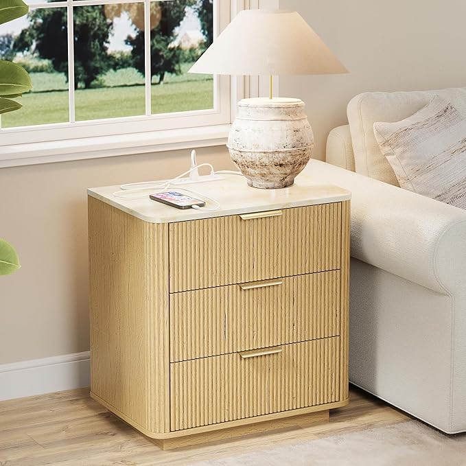 Fluted Nightstand Set of 2