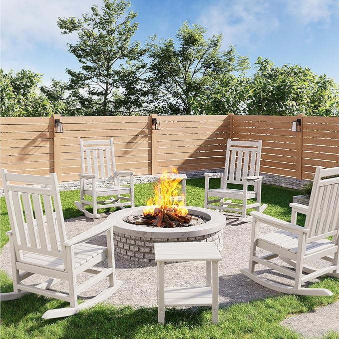 GarveeLife Poly Lumber Rocking Chair Outdoor Set of 4