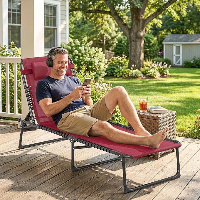 Outsunny Folding Chaise Lounge Chair, Patio Sun Tanning Chair, Outdoor Chaise