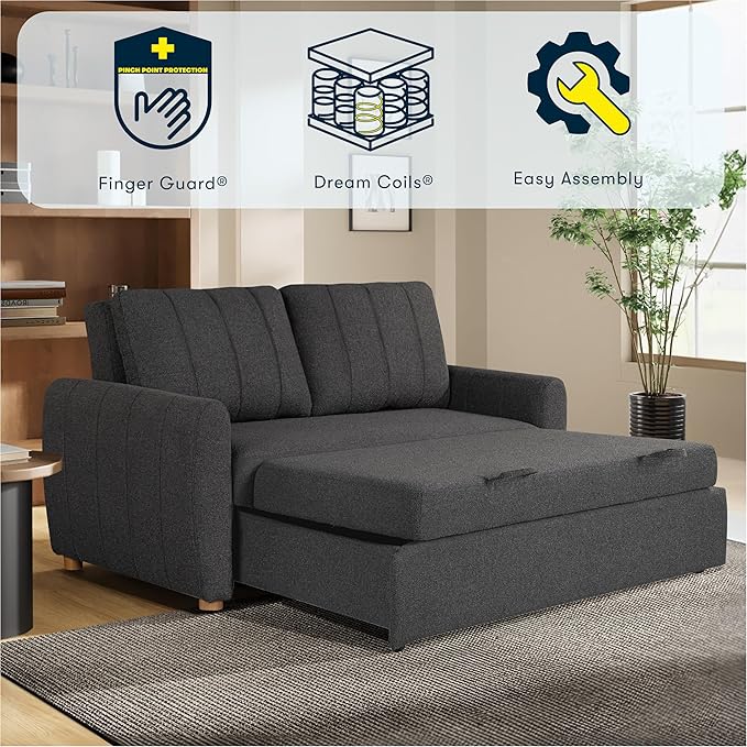 Serta Galway 66.5" Convertible Sleeper Loveseat, Full Size, Dreamcoil Comfort