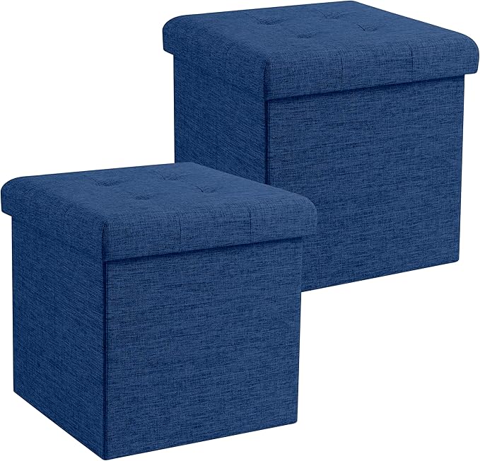 Ornavo Home 2 Pack 15 Inch Folding Storage Ottoman