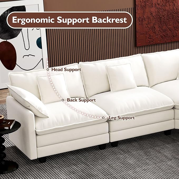 Ihanherry 114" V-Shaped Modern Sofa Modular Sectional Cloud Couch