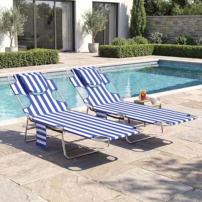 Outsunny Chaise Lounge Chair Outdoor Set of 2