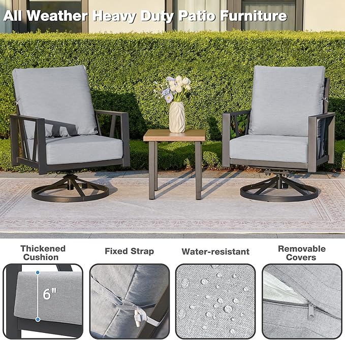 Outdoor Patio Swivel Rocking Chairs Set, Front Porch Furniture