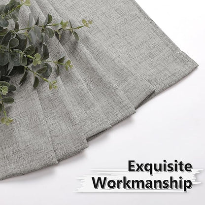 Tollpiz Short Linen Curtain Living Room Rod Pocket Semi Sheer Curtains Burlap Light Filtering Thick Linen Drape for Bedroom, 54 x 45 inches Long, Silver Grey, Set of 2 Panels