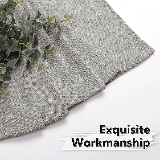 Tollpiz Short Linen Curtains Bedroom Rod Pocket Semi Sheer Curtain Burlap Light Filtering Thick Linen Drapes for Living Room, 38 x 45 inches Long, Silver Grey, Set of 2 Panels