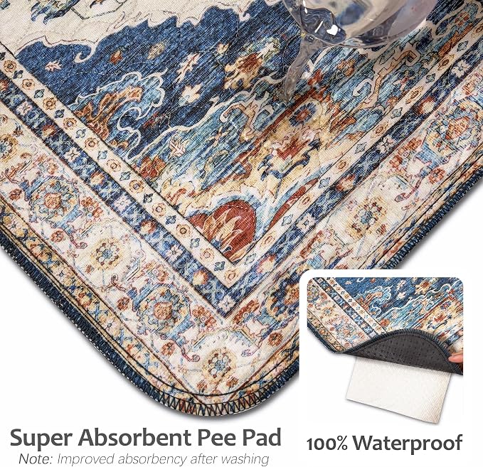Washable Pee Pads for Dogs, Reusable Puppy Potty Training Pads, Ultra-Absorbent Thick Waterproof Leak-Proof Non-Slip Pads & Mat for Crate, Playpen, Floor, Whelping & Housebreaking , 2 Pack 36"x48"