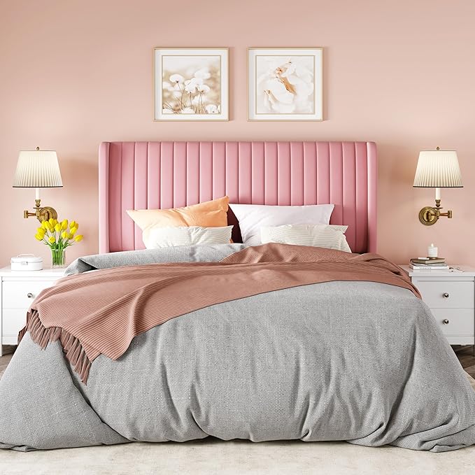 Allewie Full Size Velvet Bed Frame/Vertical Channel Tufted Wingback