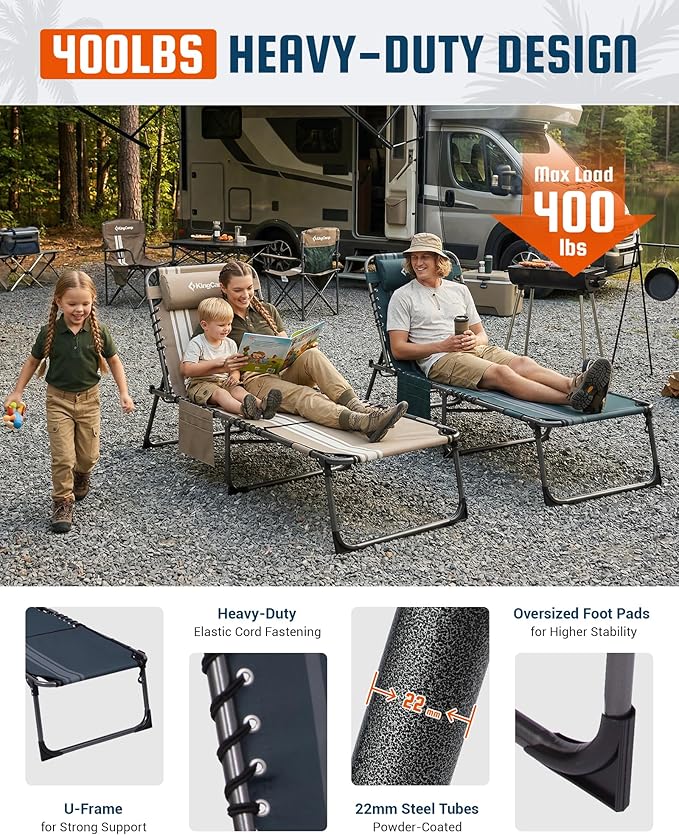 KingCamp Lounge Chair with face Hole, 400LBS Tanning Chairs