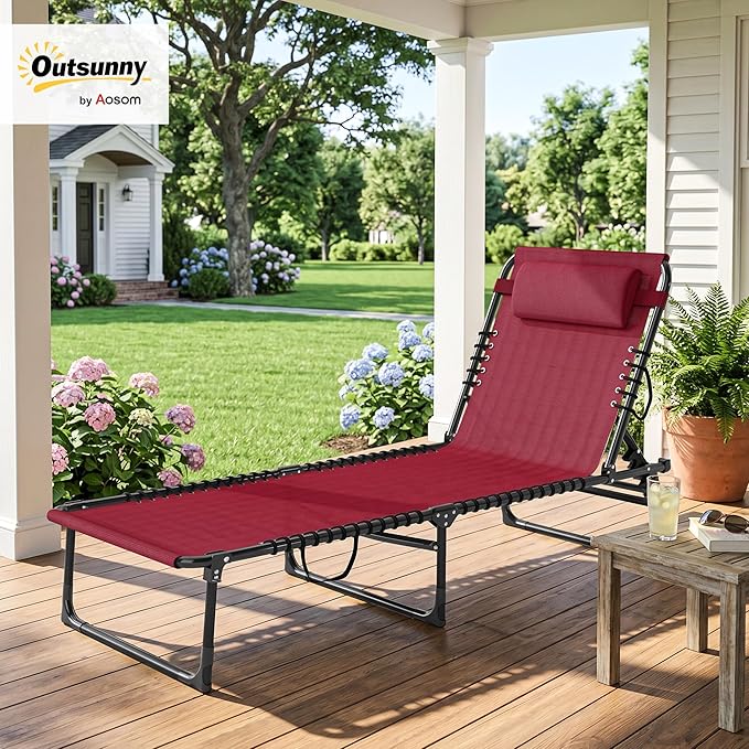 Outsunny Folding Chaise Lounge Chair, Patio Sun Tanning Chair, Outdoor Chaise