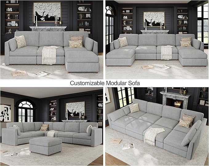 Oversized Modular Sectional Sleeper Sofa, Solid Wood Frame, Removable Washable