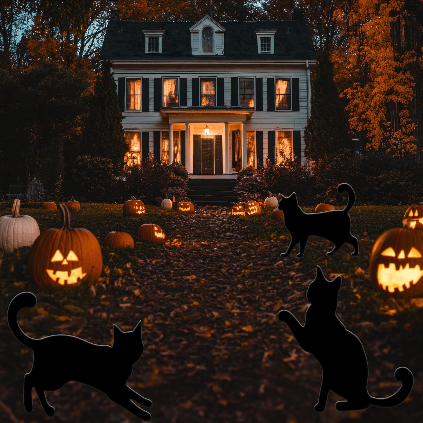 Black Cat Cats Halloween Yard Sign Home Outdoor Lawn Decoration With Stakes Scary Spooky Decor12x12 Inches (3 Pack)