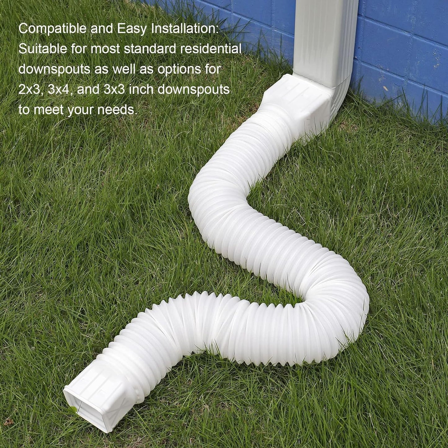 2 Pack Flexible Rain Gutter Downspout Extensions,Drain Downspout Extender,Gutter Extension Flexible,Down Spout Drain Extension Pipes,Extendable from 21 to 60 Inches (Brown)