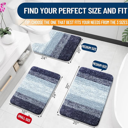 OLANLY Bathroom Runner Rugs Mat 44x24, Extra Soft Absorbent Microfiber Bath Rugs, Rubber Backing, Quick Dry, Washable Long Bath Mats for Bathroom, Tub and Shower, Home Decor Accessories, Airy Blue
