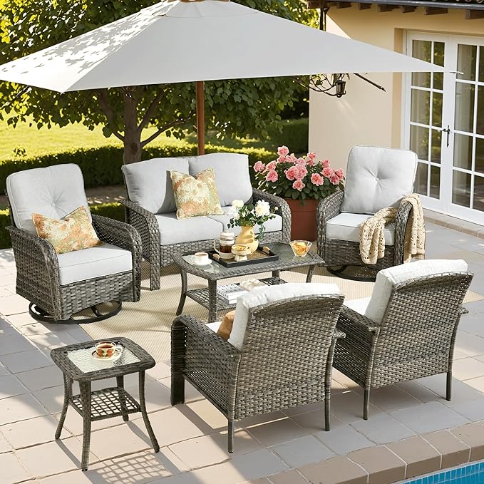ovios 7-Piece Patio Furniture Set, Outdoor Wicker Sofa