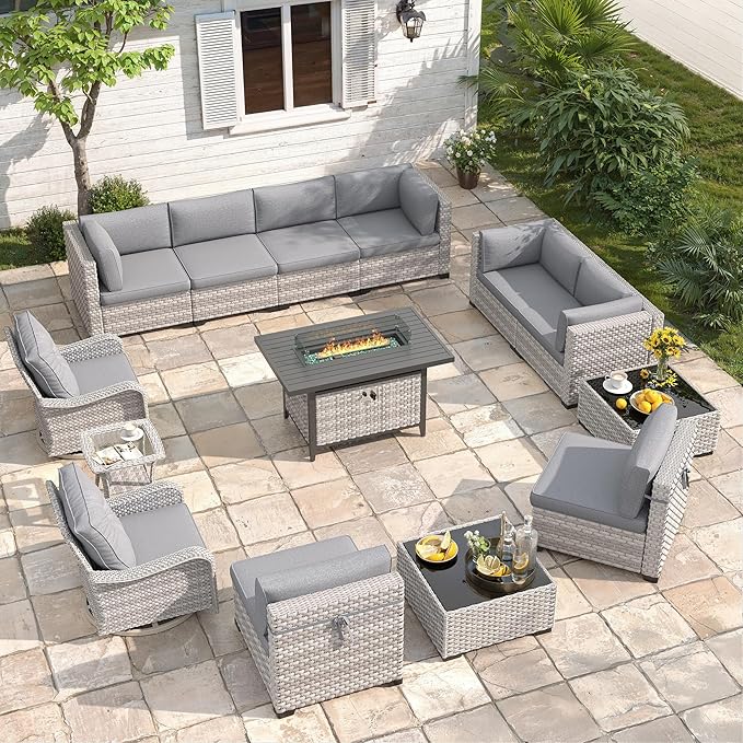 10-Seat Outdoor Wicker Patio Furniture Set