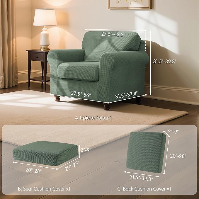 SUBRTEX 3 Pieces Stretch Sofa Slipcover Sets Couch Cover Sets Backrest Cushion