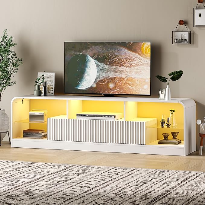 TV Stand for 60/65/70 Inch TVs, Modern Curved TV Console