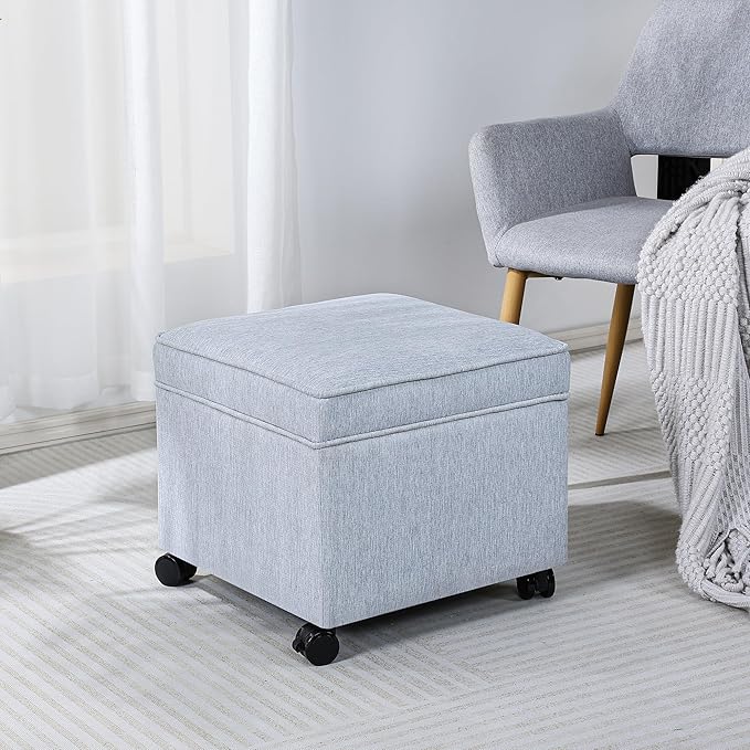 Adeco 17.5 inch Square Storage Ottoman