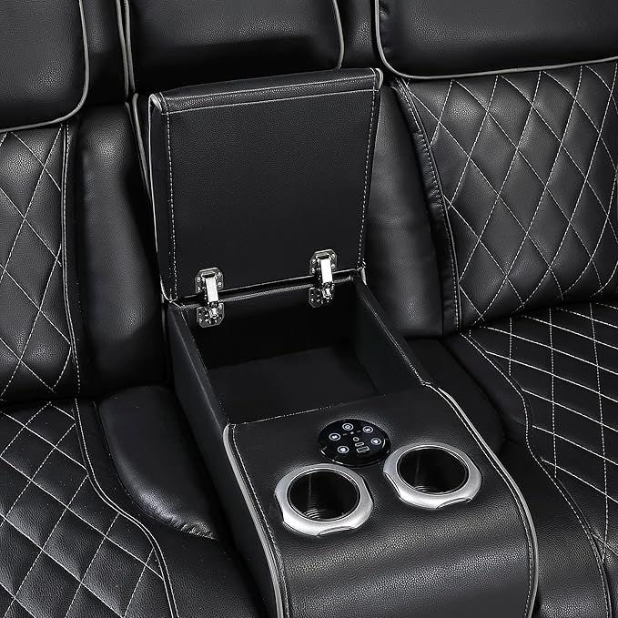Lexicon 118" Power Reclining Sectional Sofa, Wall Hugger, 2 Recliner Seats