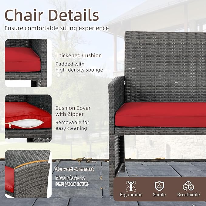 4 Piece Patio Ratten Set Outdoor Furniture Set Wicker Conversation Set