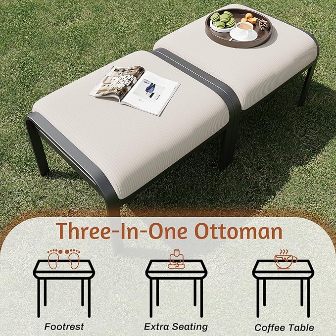 HOMREST Patio Furniture Sets 7 PCS Outdoor Metal Conversation Sets, 360 Degree
