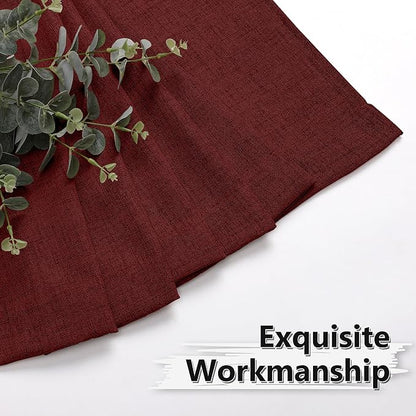 Tollpiz Linen Curtain Living Room Rod Pocket Semi Sheer Curtains Burlap Light Filtering Thick Linen Drape for Bedroom, 54 x 72 inches Long, Burgundy Red, Set of 2 Panels