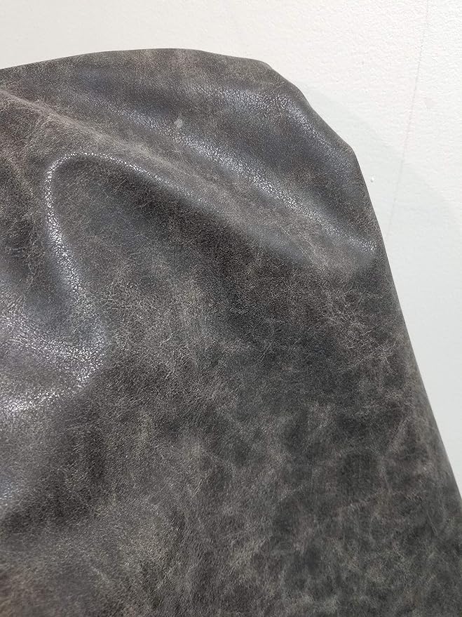 NAT Leathers | Gray Crazy Horse Leather Upholstery Fabric Sold by The Yard Soft