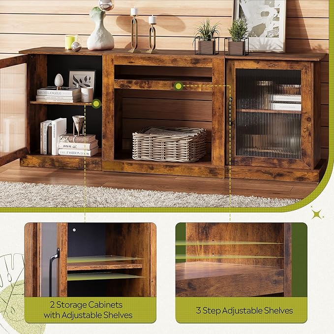 WLIVE Farmhouse TV Stand for 75 inch TV, Entertainment Center