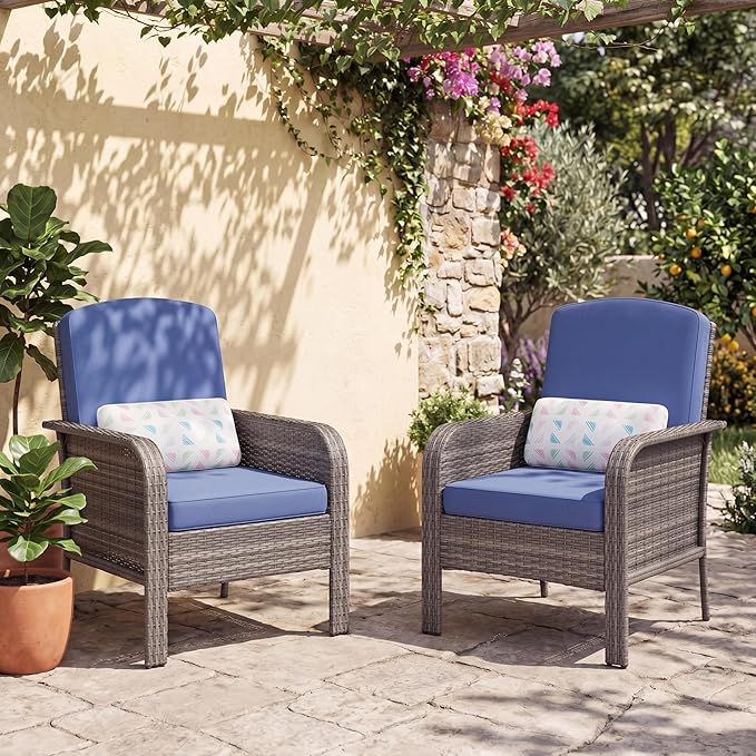 GarveeHome 2-Piece Outdoor Patio Furniture Set, All-Weather Rattan Chairs