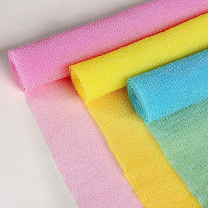 ARCH&M Japanese Exfoliating Washcloth, Yellow, 3-Pack | Korean & Japanese Style Scrub Cloth, Nylon Bath Washcloth, For Body & Back, Smoother Skin