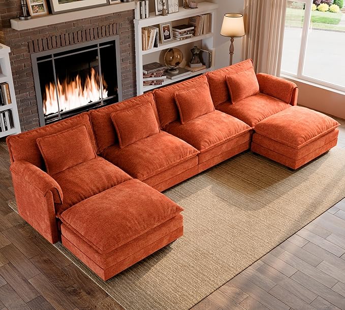 ELUCHANG 150" U Shaped Modular Sectional Cloud Couch