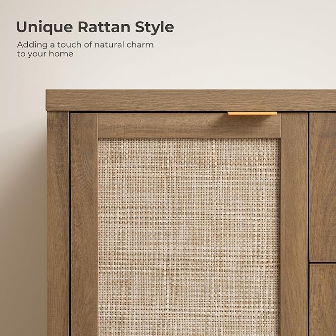 SICOTAS Rattan Sideboard Buffet Cabinet