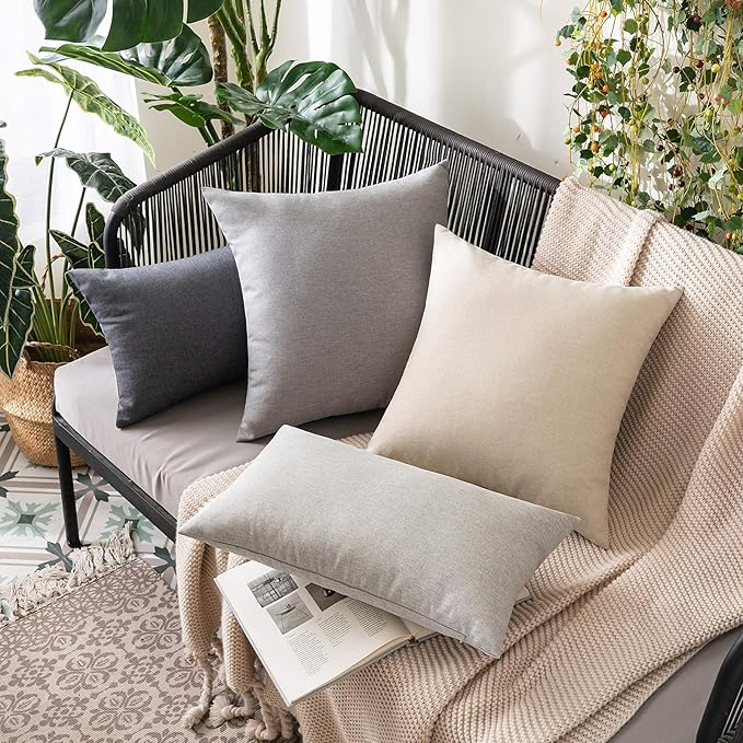 MIULEE Pack of 2 Decorative Outdoor Solid Waterproof Throw Pillow Covers Faux